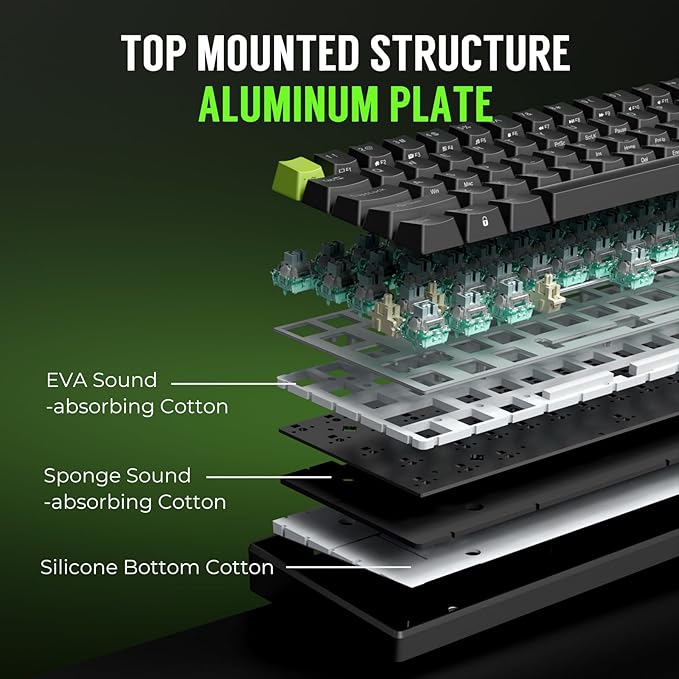 RK ROYAL KLUDGE C61 HE Gaming Keyboard 60% Wired Mechanical Keyboard with Hall Effect Magnetic Switch 8000Hz Polling Rate Rapid Trigger RGB Backlit, 61 Keys, Black Green