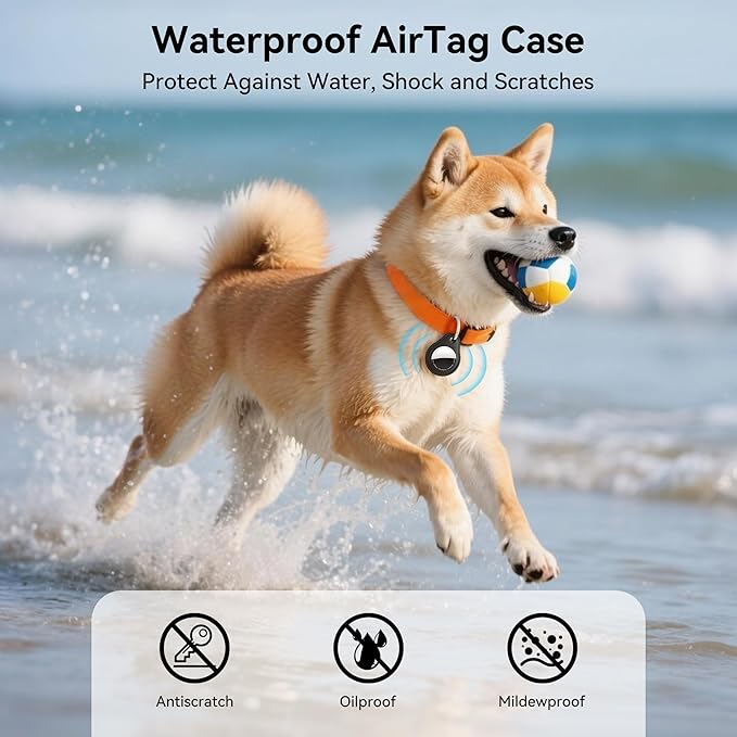 4Pack for Airtag Keychain Holder for Apple Airtag - Anti-Scratch & Durable (PC + Silicone) for Air Tags Case for Pets, Kids, Luggage for Air tag Accessories & Item Finder(2Black/2Blue)