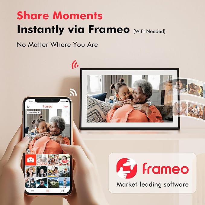 Digital Picture Frame, 15.6 Inch Large Frameo Digital Photo Frame WiFi, 32GB, 1920 * 1080 IPS HD Touch Screen, Tabletop&Wall-Mounted, Share Picture Video, Birthday, Wedding, for Mom