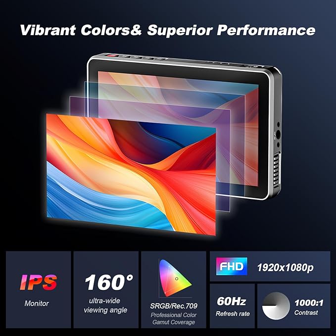 VILTROX DC-X3 6" Camera Field Monitors DCX3 for DSLR Touchscreen External Monitor 4k 2000nits X3 Monitor for Sony Canon Nikon 3D LUT 1920x1080 IPS with Sunshield 2200 MAh Battery