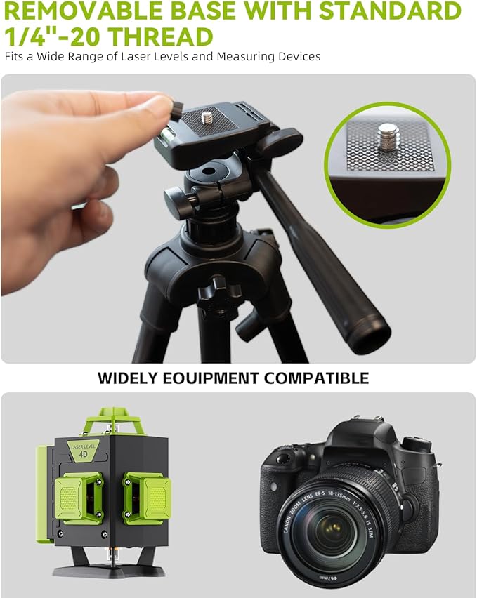 Laser Level Tripod Stand, 61" Lightweight Aluminum Lifting Tripod with 1/4" Thread, Adjustable Height Stand for Laser Level, Projector, Camera, and Phone