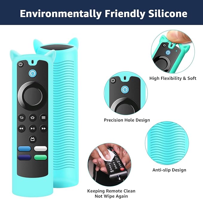 3 Packs Silicone Remote Cover Case Glow in The Dark, Anti-Slip Silicone Protective Case with Lanyard(Glow Green & Sky Blue & Orange)