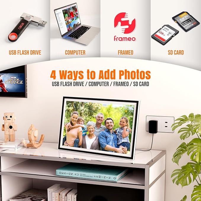 Smart WiFi Digital Picture Frame - 15.6-inch Full HD Touchscreen, 64GB Electronic Photo Frame Wall Mountable for Home Decor, Supports USB&SD Card, Share Precious Memories via Frameo App Anywhere