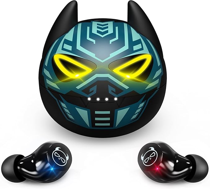 Wireless Earbuds, Bluetooth 5.0 Stereo Headphones, in-Ear Sweat-Proof Wireless Earphones Dual Mic and Noise Reduction, Touch Control Headset with Cartoon Blue Changing Men Charging Case