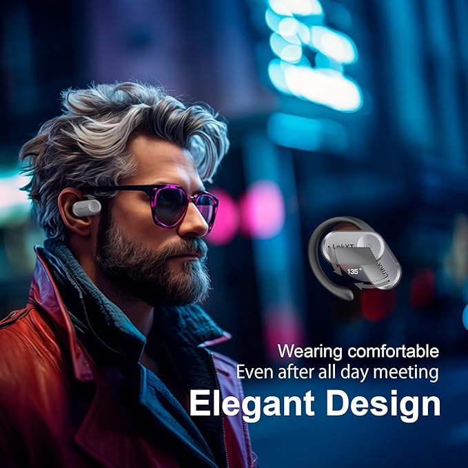 for Open Ear Headphones, True Wireless Earbuds, Bluetooth Headphones,16.2mm Speakers, Bluetooth 5.4 Headset with Mic for Meeting/Sports/Running/Cycling/Driving/Gaming/Gym/Travel