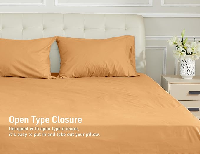 Sunflower Queen Pillowcases Set of 2, 100% Cotton Queen Size Pillow Cases 2, 20×30 inches Retro Yellow, Soft and Breathable