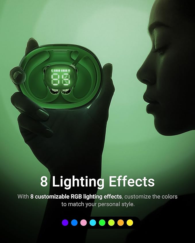 ACEFAST AceFit Pro Open-Ear Headphones, Night Safety Mode for Sports, Powerful Bass, 7.6g Ultra-Comfort, Bluetooth 5.4, 30H Playtime with Digital Display, IP54 Sports Earbuds for Running & Workouts