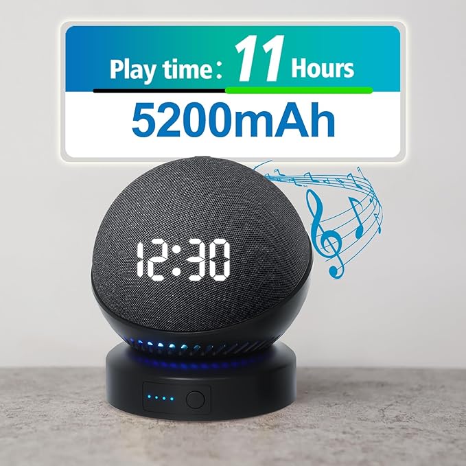 Battery Base for Do/t 4th & 5th Generation Portable Do/t 5TH Gen and Nest WiFi Battery Base Stand, Not Including The Speaker (Black)