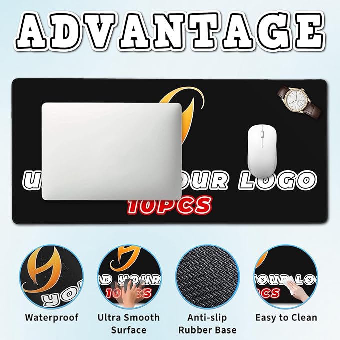 10 Pcs Large Custom Mouse Pad with Photo, Huge Customized Picture Mouse Pad, Personalized Mousepad with Picture Logo Text, for Home Office Setup16in*35.5in