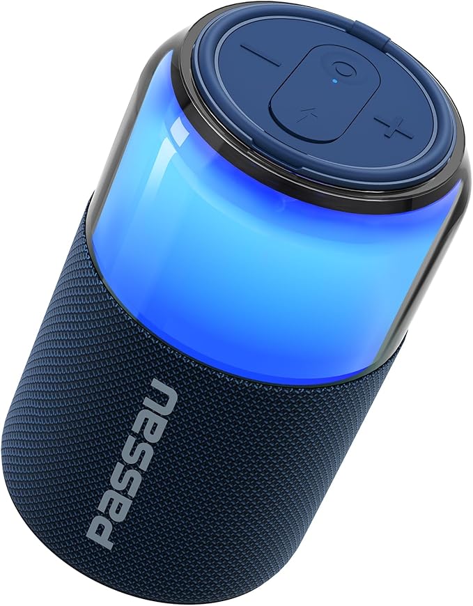 Passau Portable Bluetooth Speaker Wireless with Lights, 15W Loud Stereo Clear Sound, All Day Playtime, BT 5.4, TWS Paring, for Home Outdoor Party Beach (Blue)