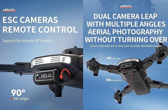 Drone with 2K Camera for Adults, Infrared Obstacle Avoidance, Optical Flow Hover, Dual Camera Switchable, Live Video Foldable FPV 2.4G Foldable Quadcopter with 2 Batteries