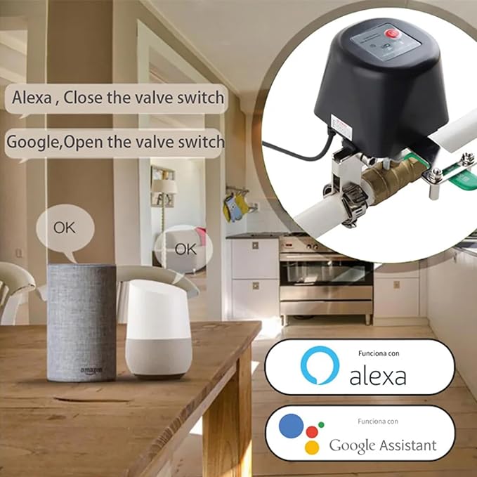 WiFi Smart Valve MD100A,Tuya App 2.4Ghz Compatible with Alexa,Google Assistant,Manually Open Valve Manipulator
