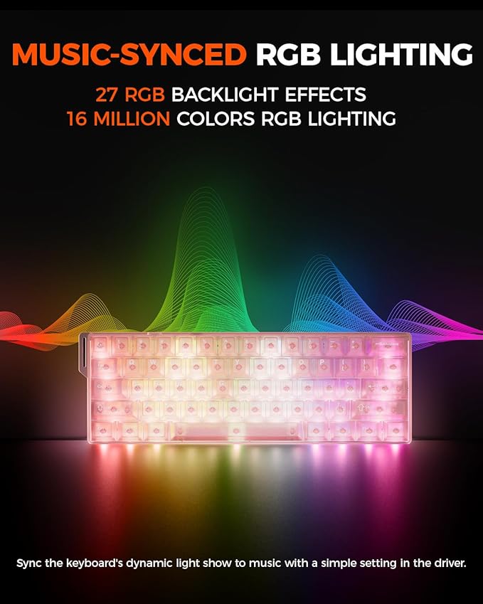 DAREU COOL60 60% Hall Effect Gaming Keyboard with Magnetic Switch, SOCD, 0.01mm Actuation Adjustable Rapid Trigger,8000 Hz Polling, Frosted Transparent Keycaps, Hot-swap, RGB Backlit