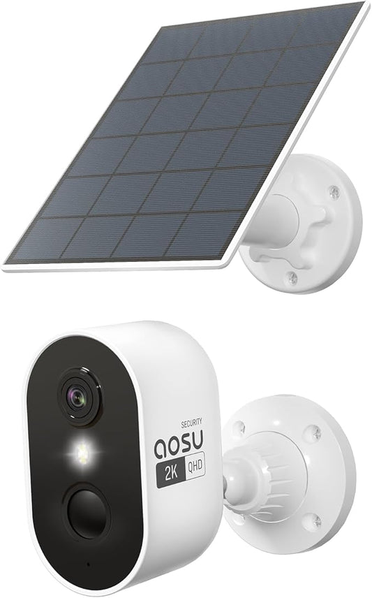 AOSU 2K Solar Camera Outdoor Wireless, Cameras for Home Security, WiFi Camera for Home Surveillance with Spotlight Color Night Vision, PIR/AI Motion Detection, 2-Way Talk, IP66 Waterproof