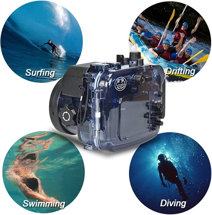 Sea Frogs Waterproof Camera Housing Compatible with Sony RX100 I-V IPX8 40m/130ft Maximum Diving Depth Underwater Camera Case for Diving, Surfing, Rowing, Skiing