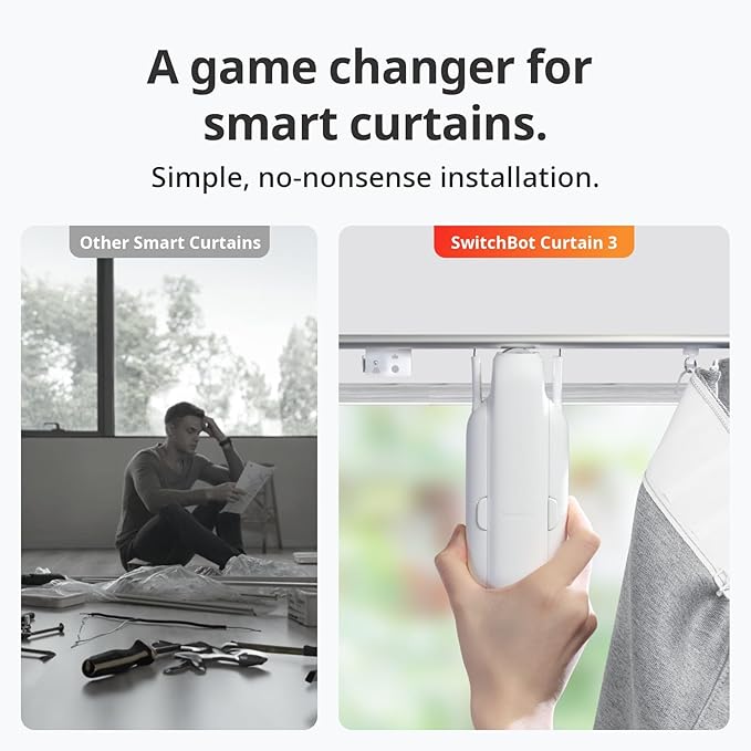 SwitchBot Automatic Curtain Opener - Bluetooth Remote Control Smart Curtain with App, Upgraded High-Performance Motor, Add SwitchBot Hub to Work with Alexa, Google Home, HomeKit