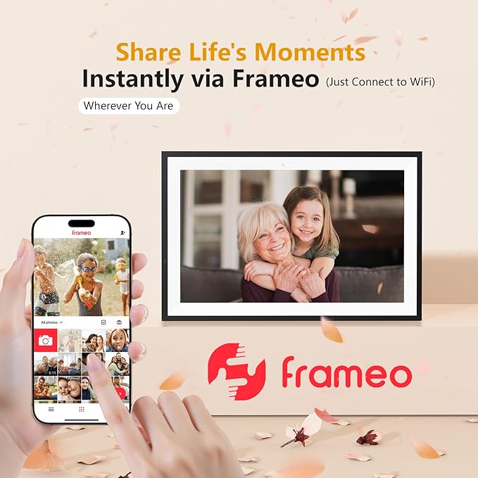 Digital Picture Frame, Frameo 15.6 inch Large Digital Photo Frame WiFi, 1920*1080 IPS FHD Touchscreen, 32GB, Instant Share Pictures Video, Photo Frame Electronic, Gift for Mom, House Warming, Wedding