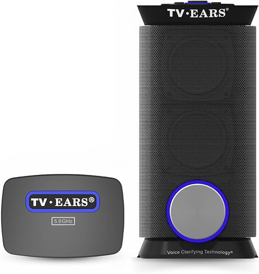 TV · EARS Wireless Speaker System for TV 5.8 GHz, Voice-Clarifying Speaker & Dual USB Charging, Long Range & Portable Entertainment System, Noise Cancellation & Works w/o Wi-Fi, Black