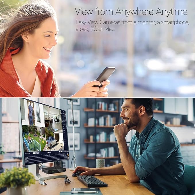 XMARTO Night Color Wire-Free Solar Home Security Camera System with Pan Tilt and Zoom，10-Set CCTV Cameras Kit with 4K 10CH Expandable WiFi NVR 1TB Storage