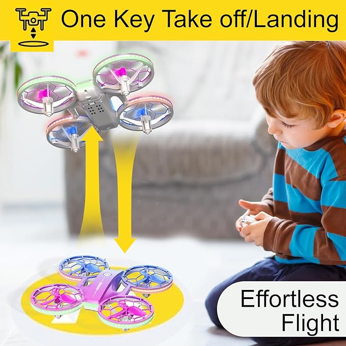 Drone for Kids and Beginners, Quadcopter Indoor Small with 2 Modular Batteries, 360° Flips, 3 Speeds, Auto Hover, LED Lights, Great Christmas Birthday Gift Toy for Boys and Girls