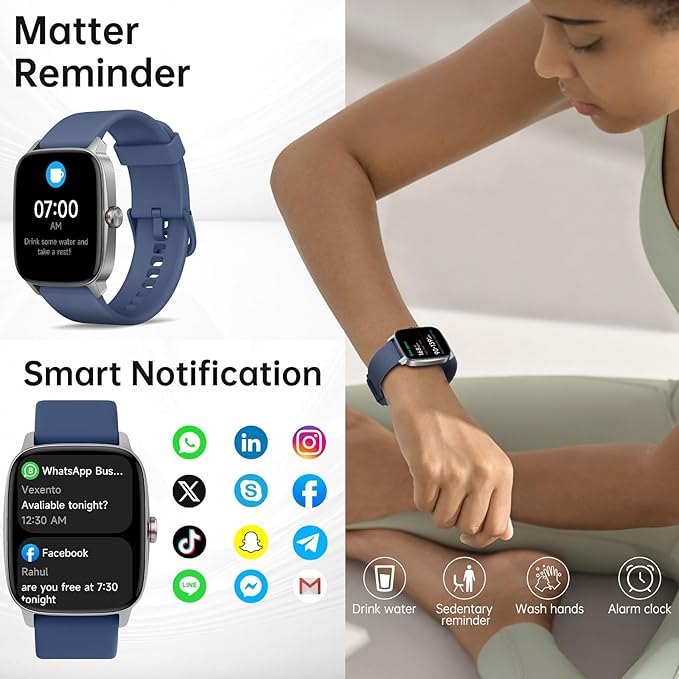 Smart Watches for Women Men with Bluetooth Call & AI Voice, 1.85" HD Fitness Tracker with Heart Rate SpO2 Sleep Monitor, 100+ Sports Modes Mini Games, IP68 Waterproof Smartwatch for Android iOS Phones