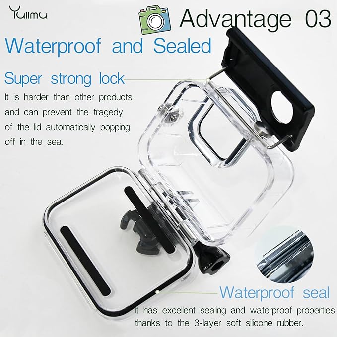 Waterproof Case for Gopro Hero Shockproof, Dustproof Enclosure for Hero 9/10/11/12/13 Black Underwater Protective Case Protector for Diving, Surfing Extreme Sports