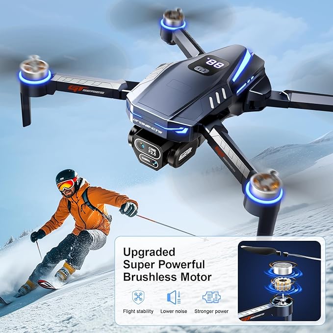 Digital Display Drones with Camera for Adults 4k FPV Foldable Drone with Brushless Motor Altitude Hold Mini Drone 3D Flip Drone for Adults Under 249g