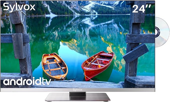 SYLVOX 24 Inch TV 12 Volt Smart TV FHD 1080P Digital Video Disc Player Built-in ARC CEC WiFi Wireless Connection Support, Suitable for RV Camper Kitchen Bedroom Boat(Limo Series),Black