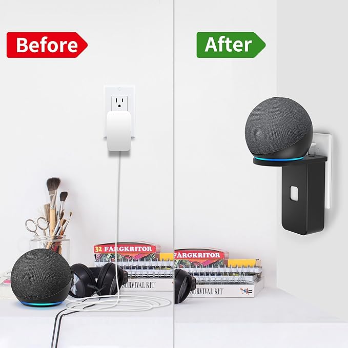 HomeMount Ultimate 3-in-1 Wall Mount for Echo Dot/Pop & Google Nest Mini - Space-Saving Solution with No-Drill Installation, Adjustable Support & Cable Management