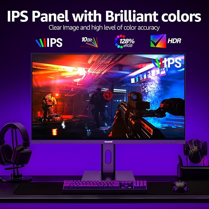 27 Inch 4K Gaming Monitor IPS, UHD 3840 x 2160p 144Hz PC Computer Monitors IPS Screen for Home & Office, HDMI, DisplayPort, Wall Mount Compatible