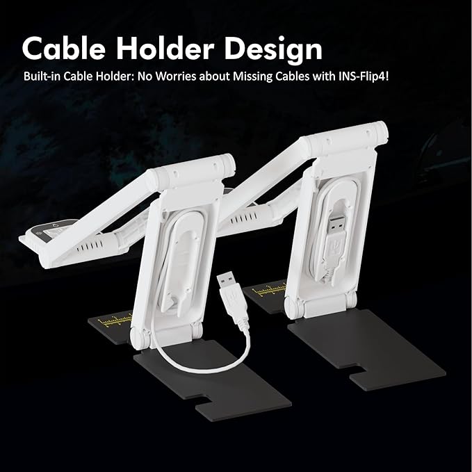 INSWAN INS-Flip 4 4K USB Portable Document Camera/Webcam/Visualiser—13MP Ultra HD, Foldable Design, Auto Focus, Mic, LED, Compatible with Mac OS, Windows, iPad, Chromebook for Distance Learning