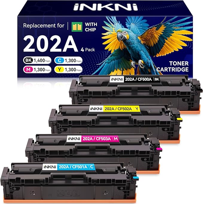 202A Toner Cartridges 4-Pack CF500A - Compatible Replacement for HP 202A 202X for Color Laserjet Pro MFP M281fdw M254dw M281fdn M281cdw M280nw M254dn M254nw Toner Cartridge CF500A CF500X (with Chip)