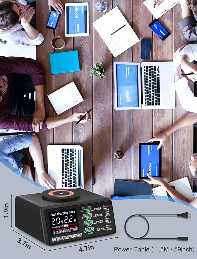 110W USB Charging Station, 8-Port Multi USB Charging Station, Fast Charger Compatible with iPhone, Samsung, Galaxy, ipad, Drone, Android, Speakers, Suitable for Home,Office,Travel Etc