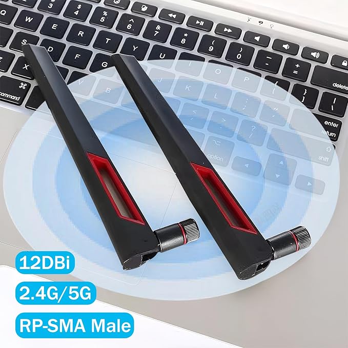 WiFi Antenna Dual Band 2.4GHz 5.8GHz 12dBi RP-SMA Male Antenna 20cm+U.FL IPX IPEX to RP-SMA Female Cable RG1.13 for WiFi Router Wireless Adapter Network Card Security Camera(Pack of 4)