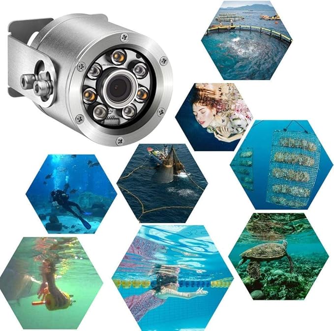 HD Aquarium POE Underwater IP Camera Marine 316L Stainless Steel 2592 * 1944 CMOS 2.8mm Lens with Fill Light IP68 Waterproof Camera with 164ft Cable