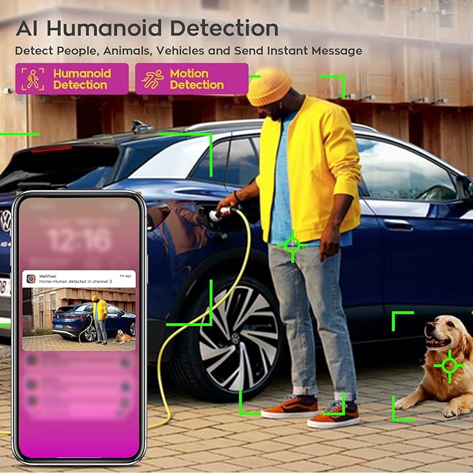 xmartO [AI Tracking Dome CAM] 16CH 2K HD Metal Dome PTZ Wireless Security Camera System, 10*Automatic Tracking, 2-Way Audio and Night Vision Camera, 16CH 4K Long Range WiFi 6 Surveillance DVR NVR Kit