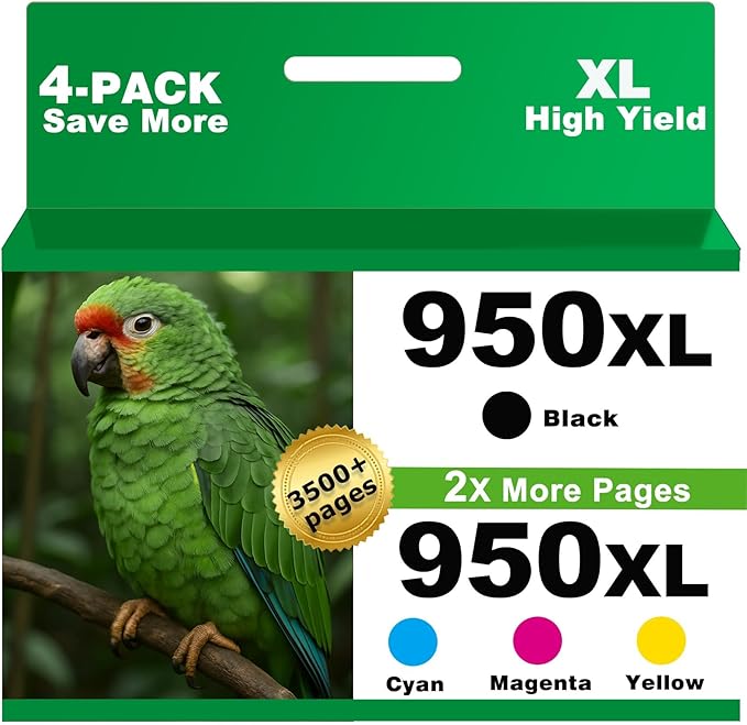 950XL 951XL Combo Compatible for 950 951 XL Ink Cartridge - High Yield 4-Pack (Black Cyan Magenta Yellow) Replacement for OfficeJet Pro 8600 8610 8615 8620 8625 8630 8640 8660 8100 8110 Printers