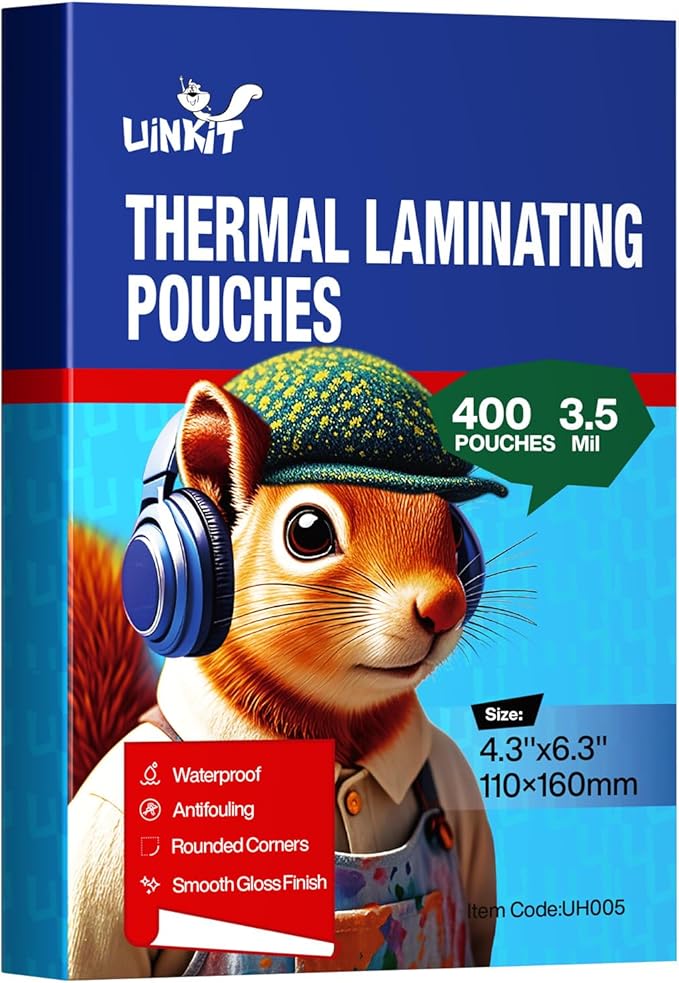 Uinkit 400 Pack Thermal Laminating Pouches 4x6 Inches 3.5Mil Thickness Laminating Sheets for Sealed Photo Business Card,4.25x6.25 Lamination Sheets Paper for Laminator Round Corner