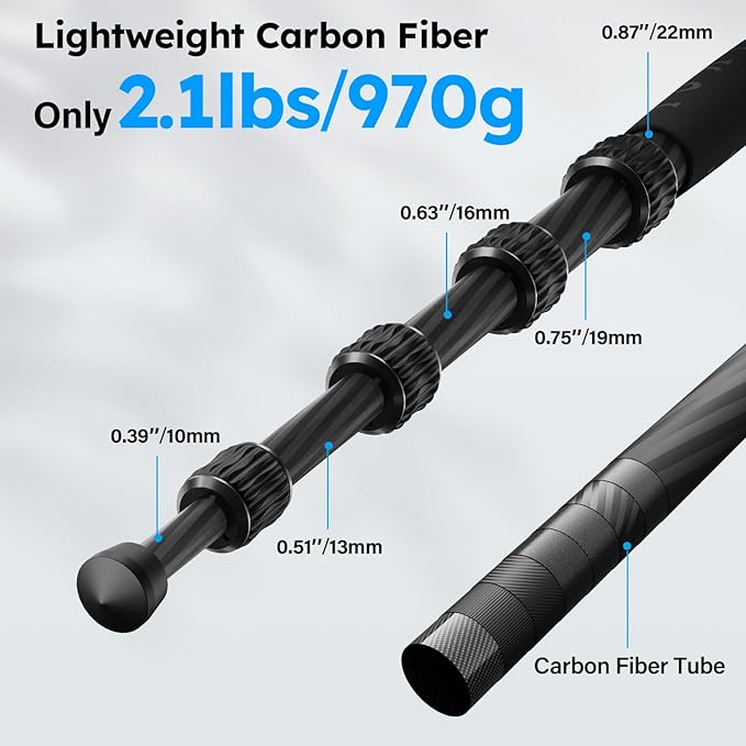 SIRUI Carbon Fiber Travel Tripod - Lightweight 55.1" Compact Tripod with 360° Panorama Ball Head, Quick Release Plate (AM-025K+KS-5)