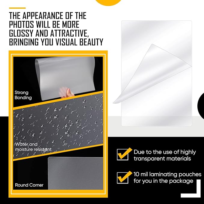 Sherr 100 Pcs 10 Mil Thermal Laminating Sheets 11 x 17 Inch Laminating Pouches 11-1/2 x 17-1/2 Inch Clear Lamination Sheets A3 Size Menu Size Hot Glossy Laminator Sleeves for Sealing