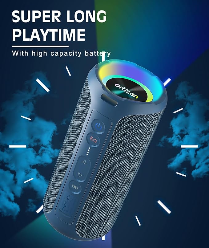 Ortizan Bluetooth Speaker, IPX7 Waterproof, Portable Speakers with HD Sound, Deep Bass, RGB Lights (Notice: X8 Pro Navy and X8 Pro Blue Cannot be paired via TWS Due to Different Bluetooth Versions)