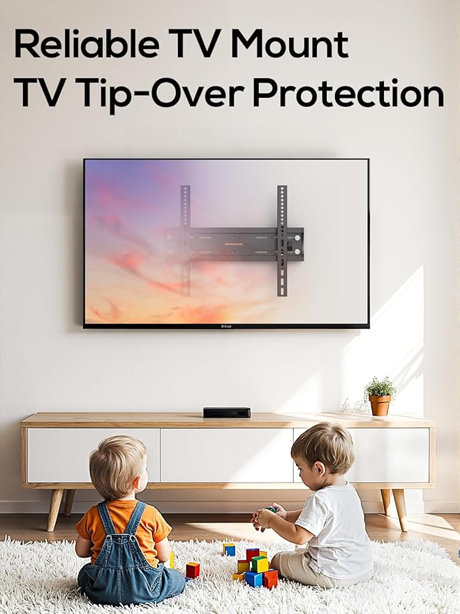 40 50 55 inch Tilting TV Wall Mount for 24-65 '' TVs, Low Profile TV Mount, Ultra Slim Wall Mounts TVs Bracket, Max VESA 400x400mm, 99 lbs & 16 inch Studs, Fit Most 32+ 42 43 45 Screen