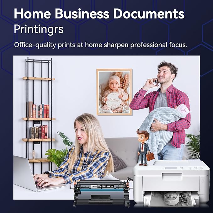 InkNI CF258A 58A Toner Cartridge Black (with Chip) Compatible Replacement for HP 58A 58X CF258A CF258X for Laserjet MFP M428fdw M428fdn M428dw M404 M428 Pro M404n M404dn M404dw Printer(2 Pack)