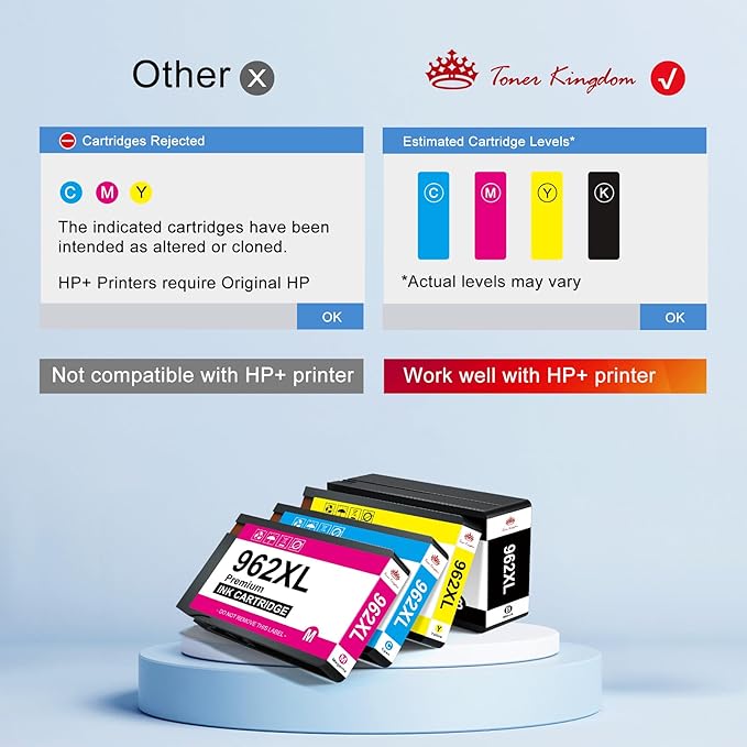 Toner Kingdom 962XL Remanufactured Ink Cartridges, High Yield, 4-Color Combo Pack, Compatible with OfficeJet Pro 9015e, 9015, 9010, 9018e, 9025e Series Printers