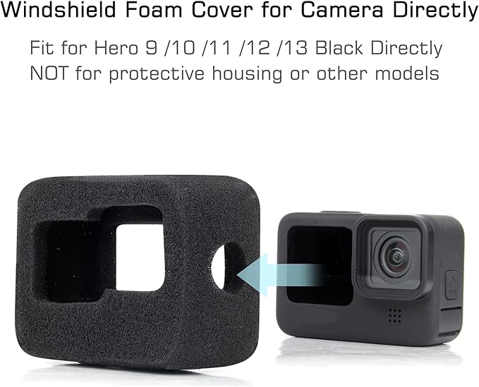 2-Pack Windslayer Cover Wind Muff for GoPro Hero 9 10 11 12 13 Black Wind Noise Reduction Housing Frame Case