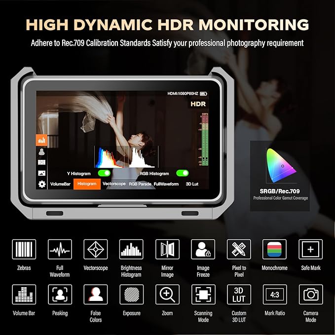 VILTROX DC-X3 Cage 6" SDI Camera Field Monitors 2000nits Super Bright Daylight Viewable External Monitor for 4k HDMI DSLR Touchscreen Monitor for Sony Canon Nikon with Sunshield 2200 MAh Battery