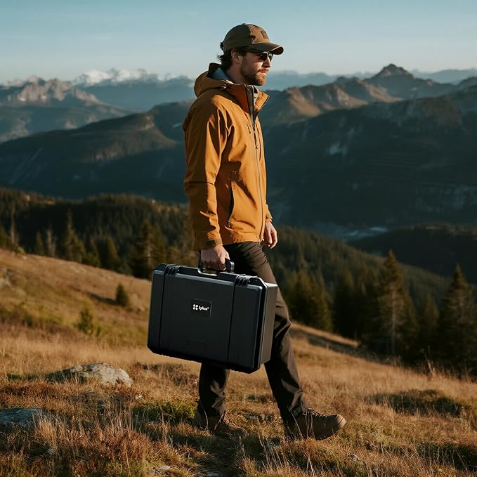 Lykus PVC2 Waterproof Hard Case with Padded Dividers for Cameras, Lenses, Small Stabilizers, Dual DJI Mavic/Air/Mini/Flip drones [CASE ONLY]