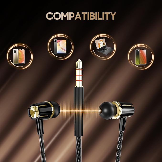 Rayleigh Wired Earbuds 5 Pack, Earbuds Headphones with Microphone, Earphones with Heavy Bass Stereo Noise Blocking, Compatible with iPhone, with iPad and Android Devices, MP3, Fits All 3.5mm Devices