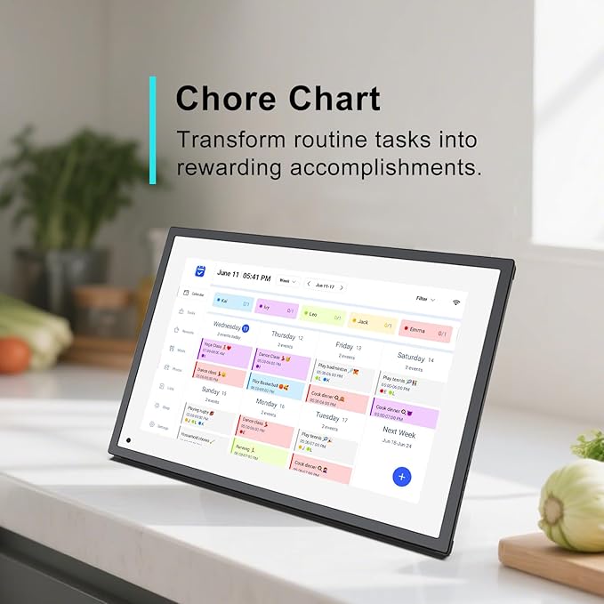 10.1 inch Wall Planner Digital Calendar & Chore Chart,Smart Touchscreen Interactive Display for Family Schedules,Hearth Display Digital Calendar,Electronic Picture Frame Share Moments from Anywhere