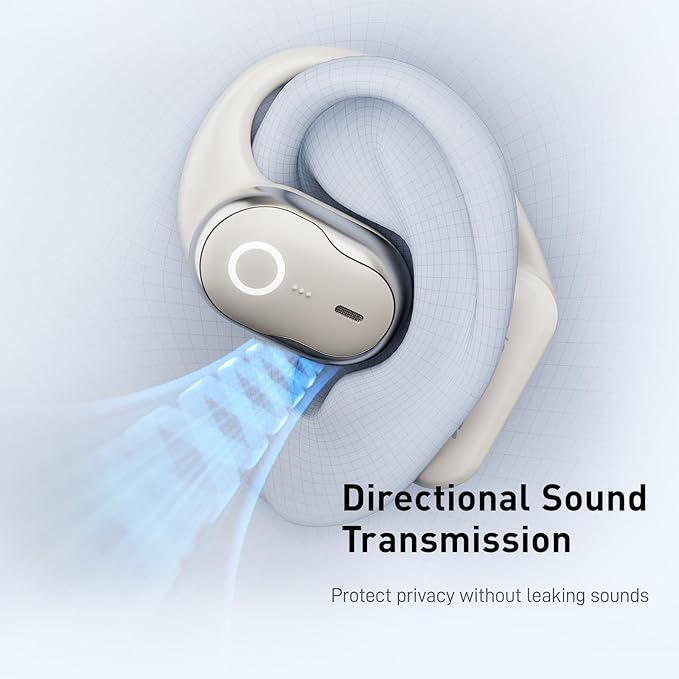 SANSUI W26 Open Ear Headphones,Bluetooth Headphones 5.4 with Ergonomic Earhook,Wireless Earbuds with 48 Hours of Playtime,Lightweight Sports Headphones for Business and Travel,White